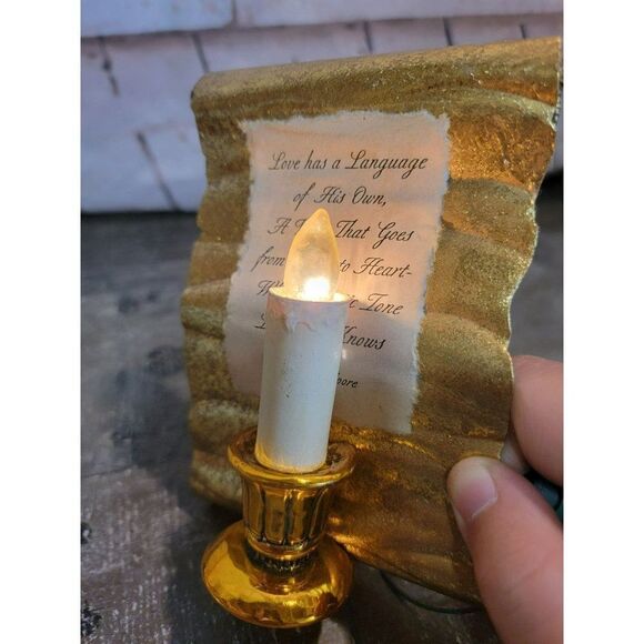 Golden scroll candle love language ornament lighted Xmas decor - Picture 2 of 5